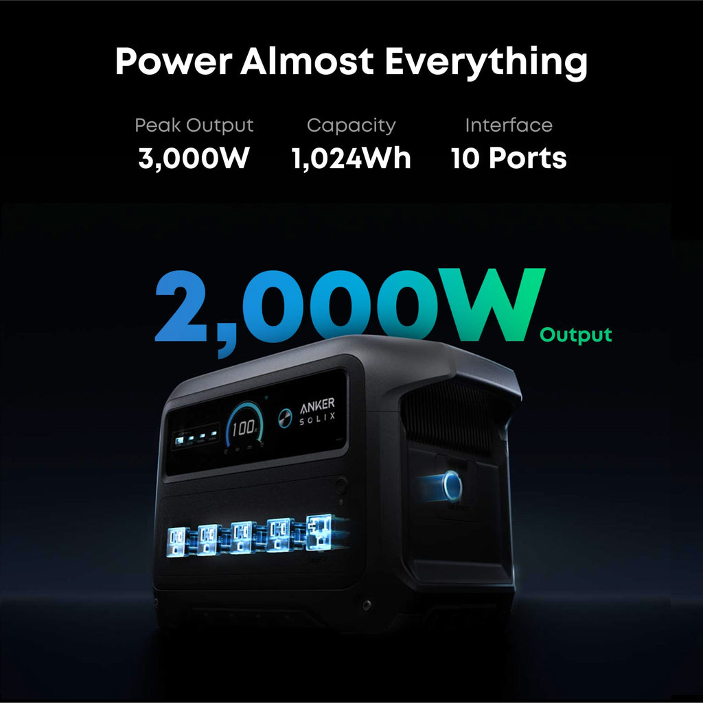 Anker SOLIX C1000 Gen2 2000W Portable Power Station – 1024Wh Fast-Charging Backup Power