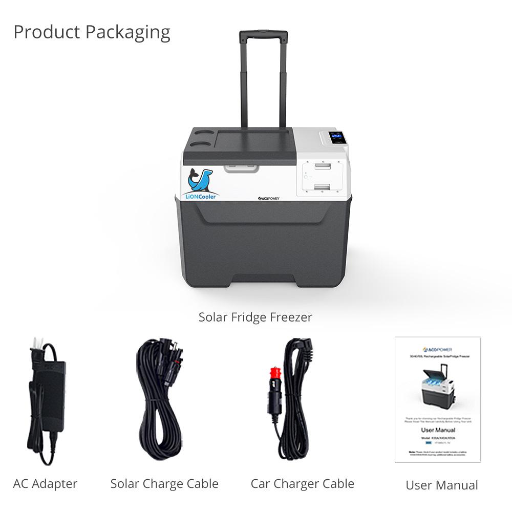 ACOPOWER LionCooler X40A Combo, 42 Quarts Solar Freezer & Extra 173Wh Battery (2 Batteries)