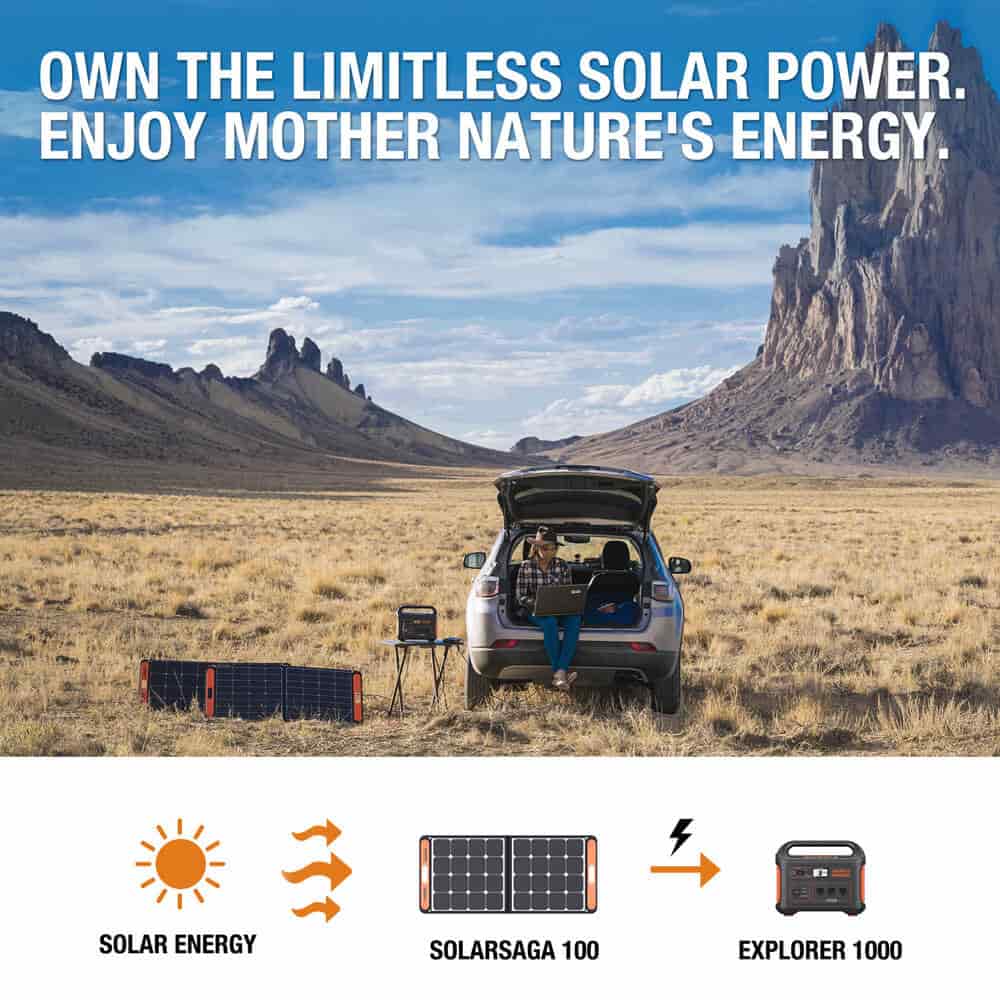 Jackery Solar Generator 1000 (Jackery 1000 + 2 x SolarSaga 100W solar panels)
