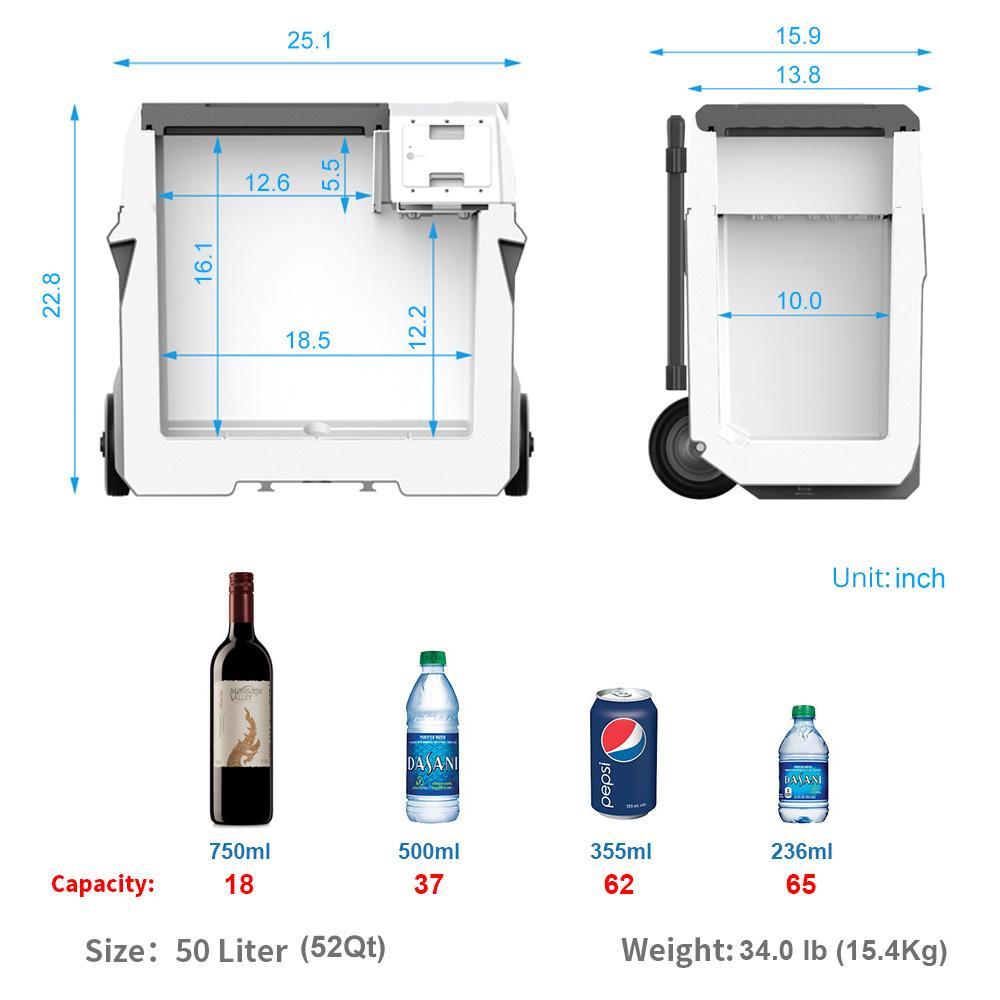 ACOPOWER LionCooler X50A Combo, 52 Quarts Solar Freezer & Extra 173Wh Battery (2 Batteries)