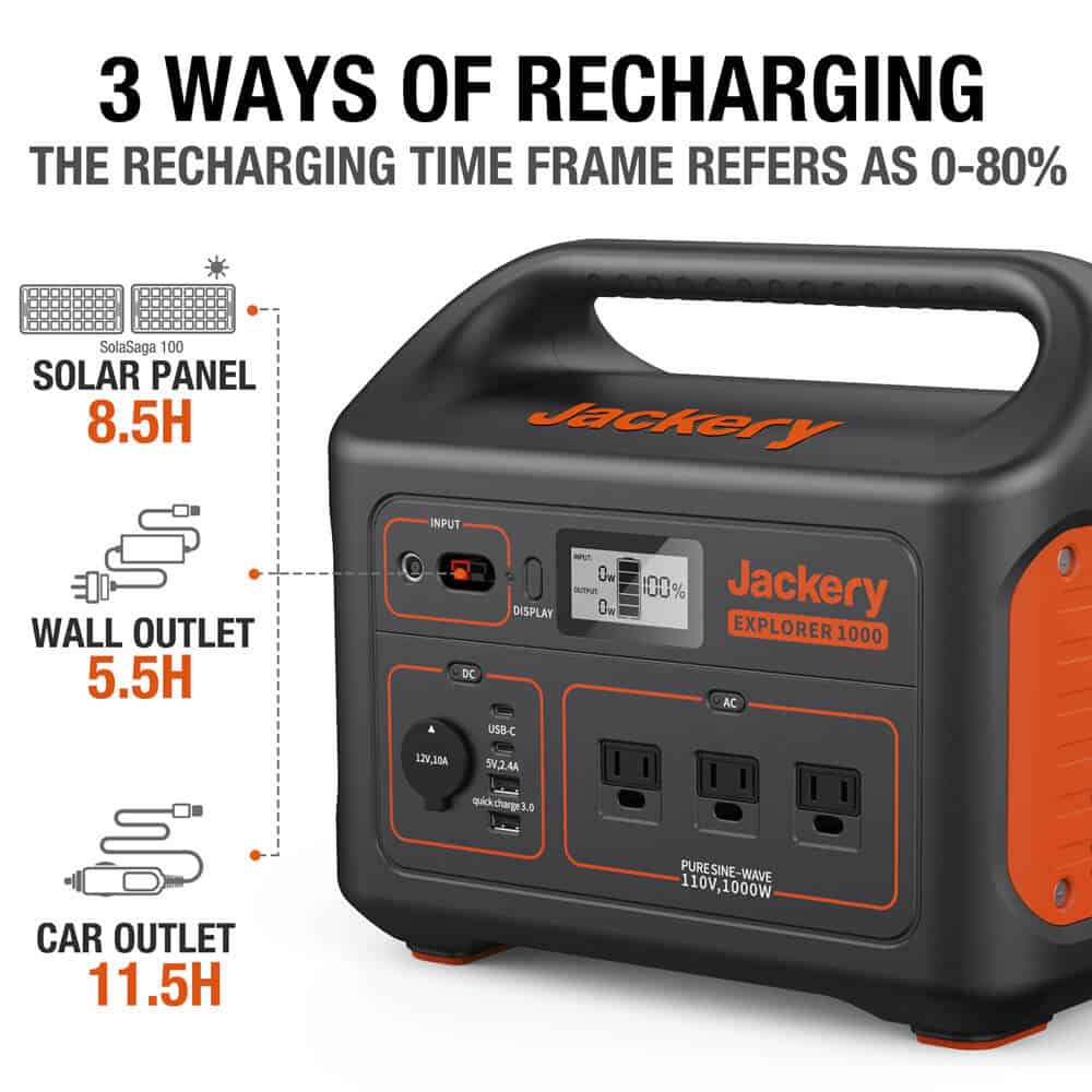 Jackery Solar Generator 1000 (Jackery 1000 + 2 x SolarSaga 100W solar panels)