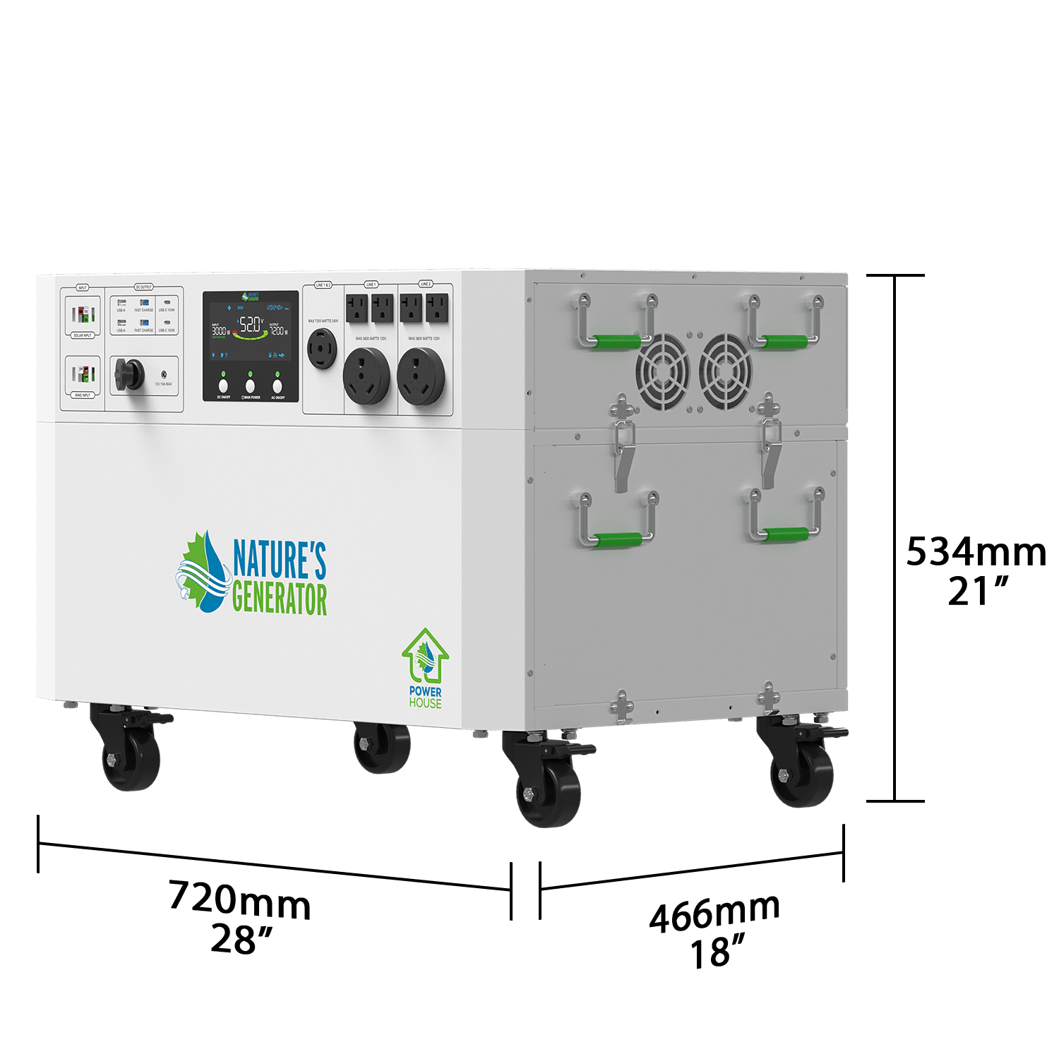 Nature's Generator Powerhouse Gen 2 Whole Home Generator | 7200W Portable Power Station