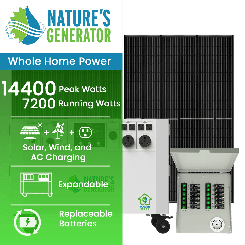 Nature's Generator Powerhouse Gen 2 Solar Generator and Transfer Switch