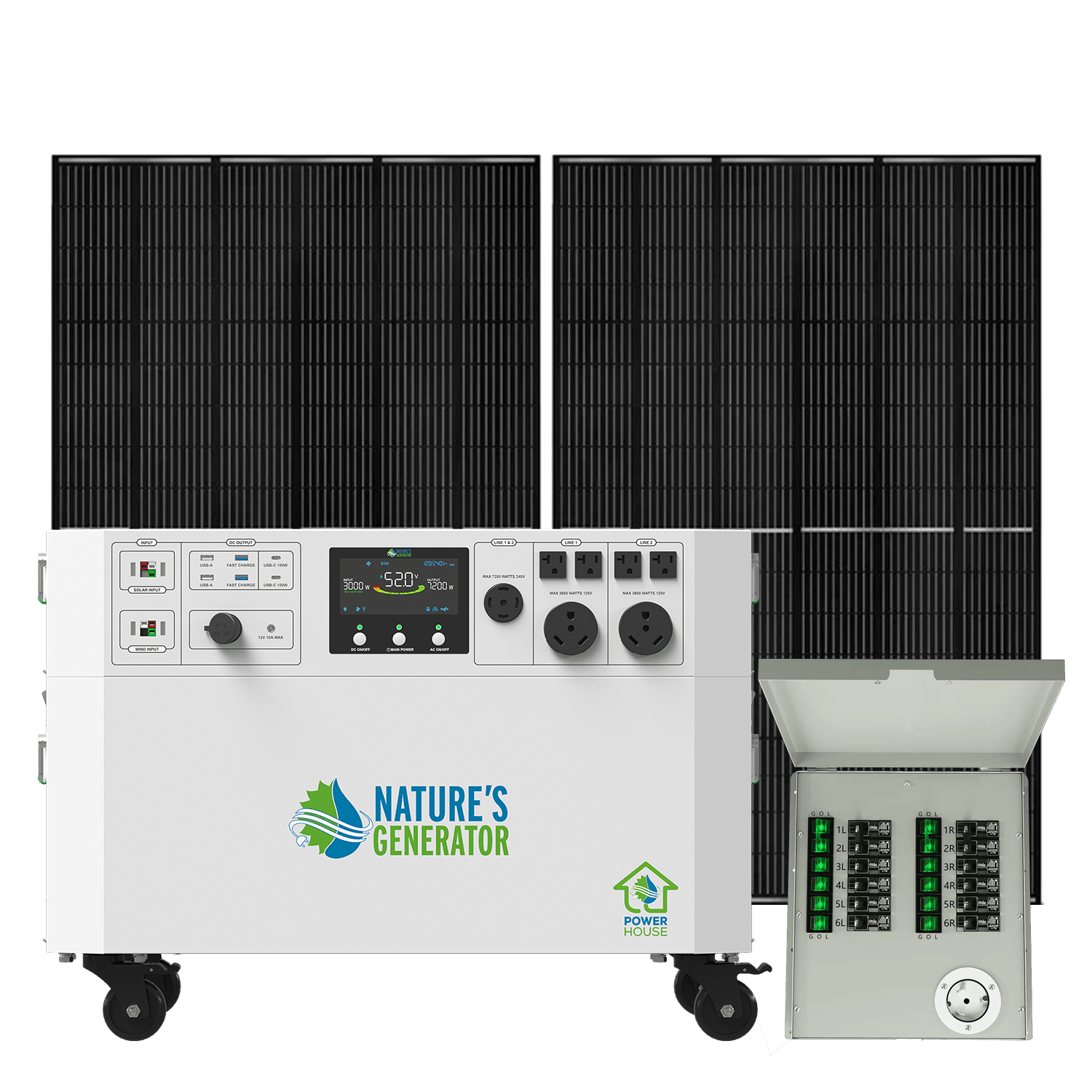 Nature's Generator Powerhouse Gen 2 Solar Generator and Transfer Switch