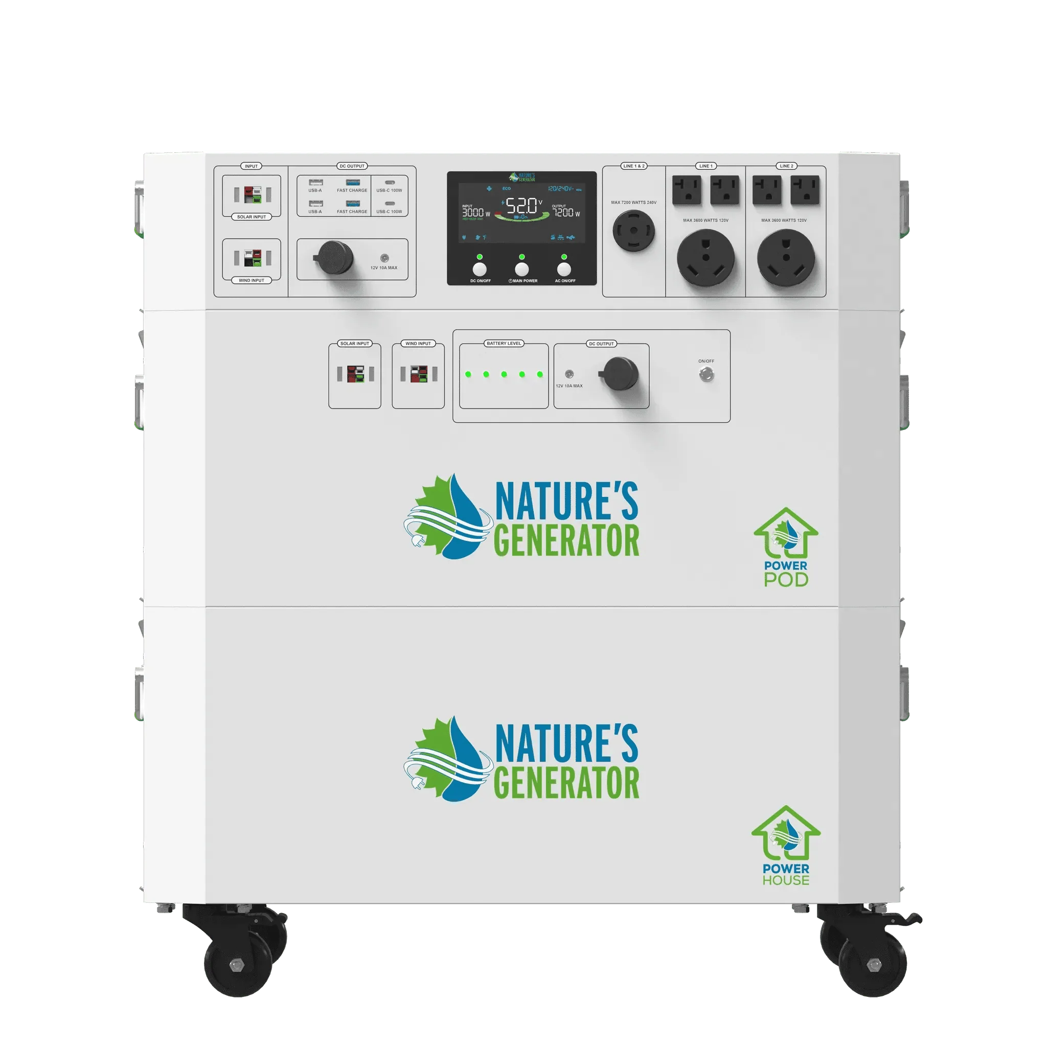 Nature's Generator Powerhouse Gen 2 Whole Home Generator | 7200W Portable Power Station