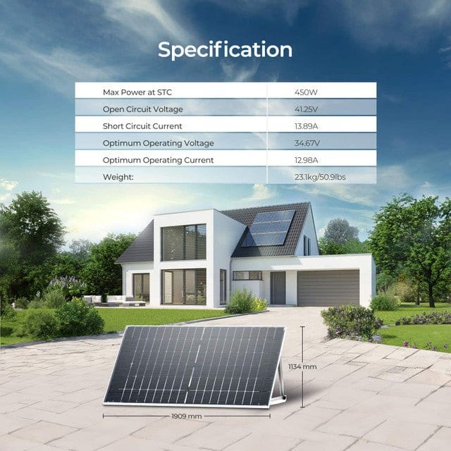 2PCS Bifacial 450 Watt Monocrystalline Solar Panel
