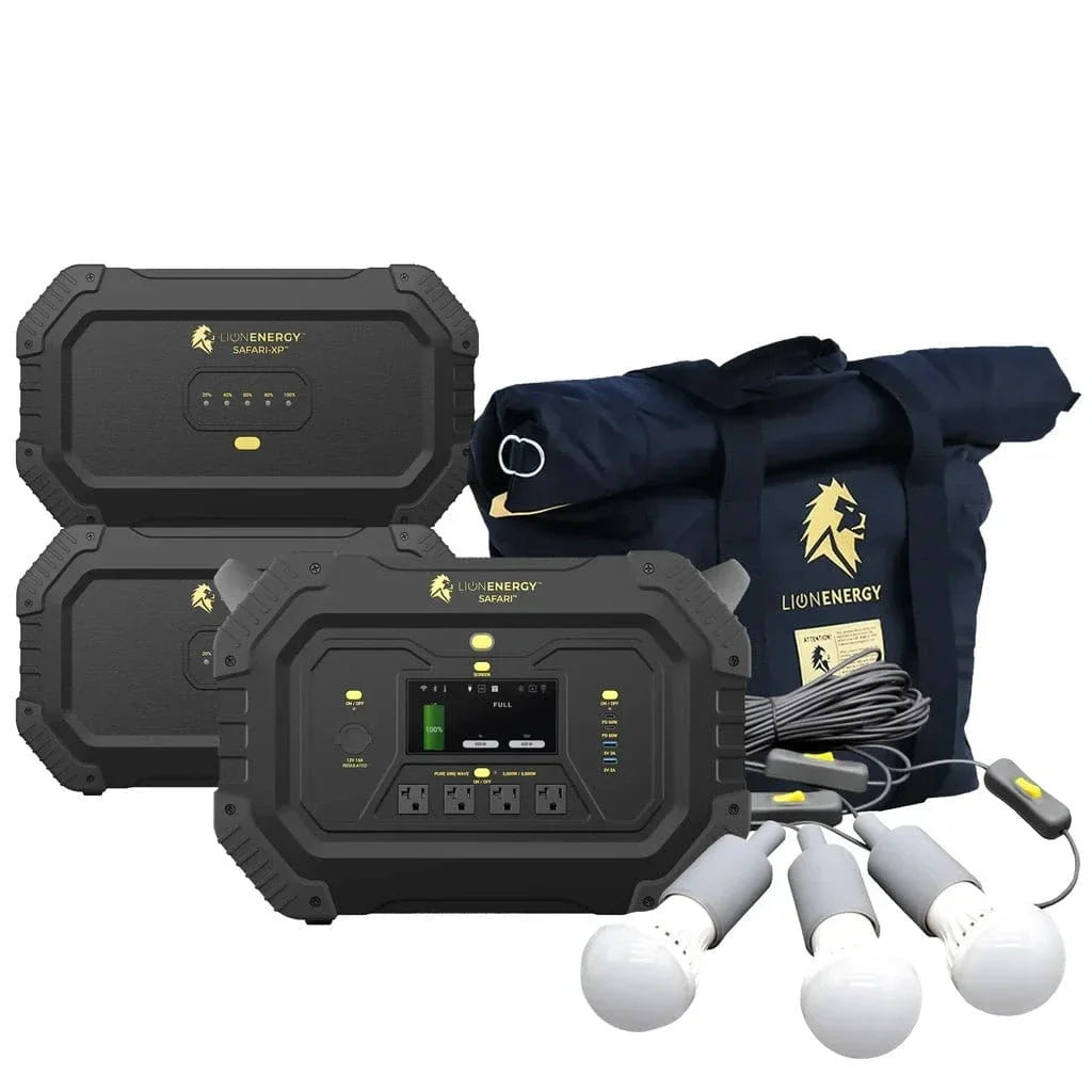 Safari+2 XPs Portable Power Station Bundle | Lion Energy Solar Generator Kit