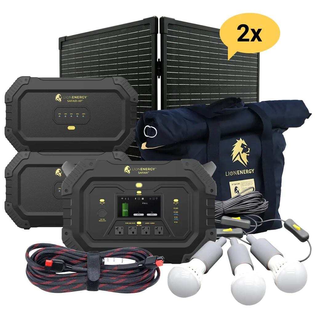Safari+2 XPs Portable Power Station Bundle | Lion Energy Solar Generator Kit