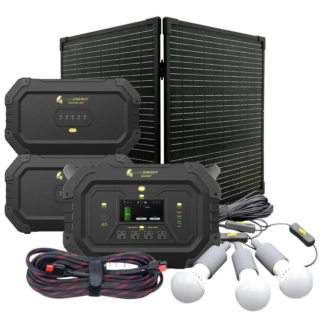 Safari+2 XPs Portable Power Station Bundle | Lion Energy Solar Generator Kit