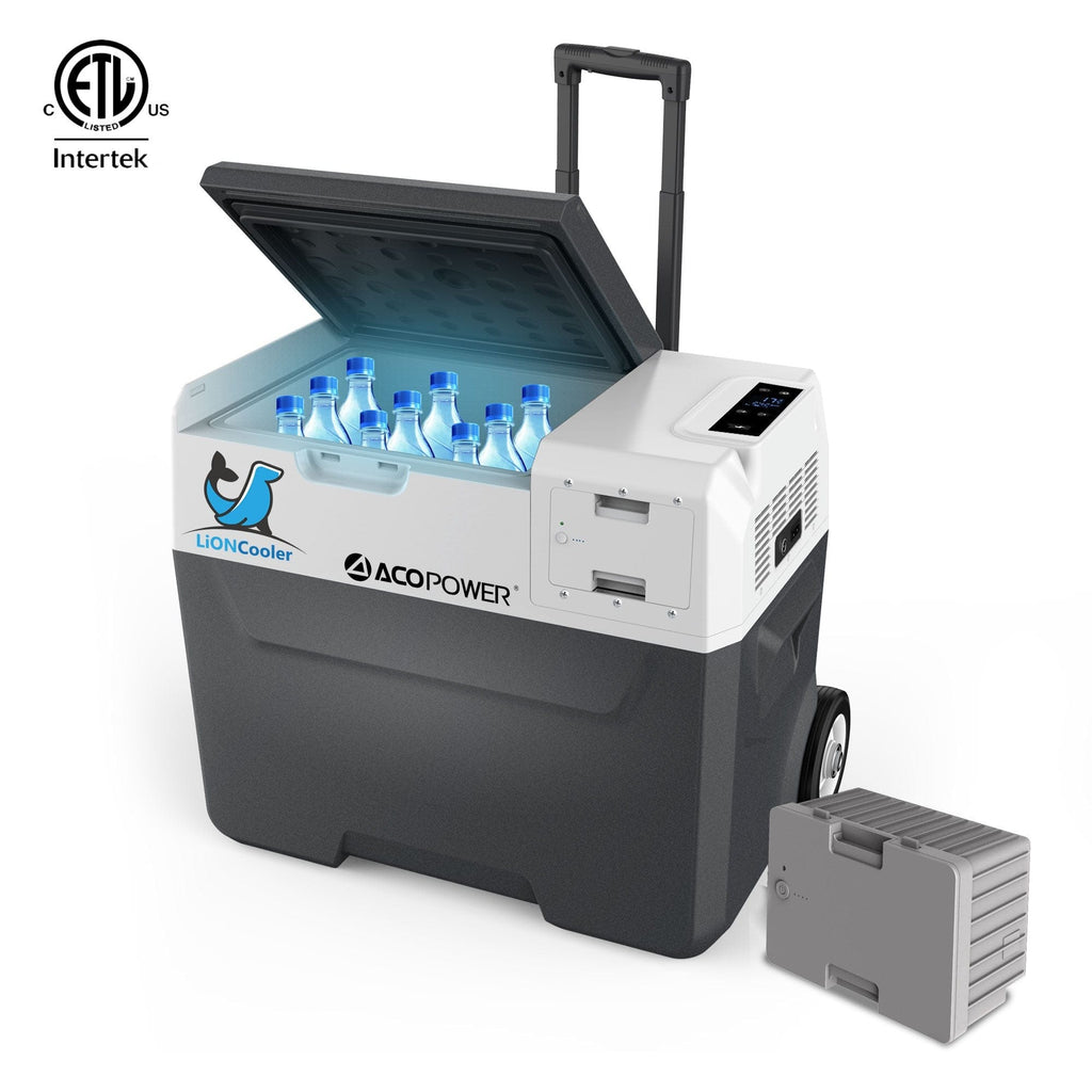 ACOPOWER LionCooler X40A Combo, 42 Quarts Solar Freezer & Extra 173Wh Battery (2 Batteries)