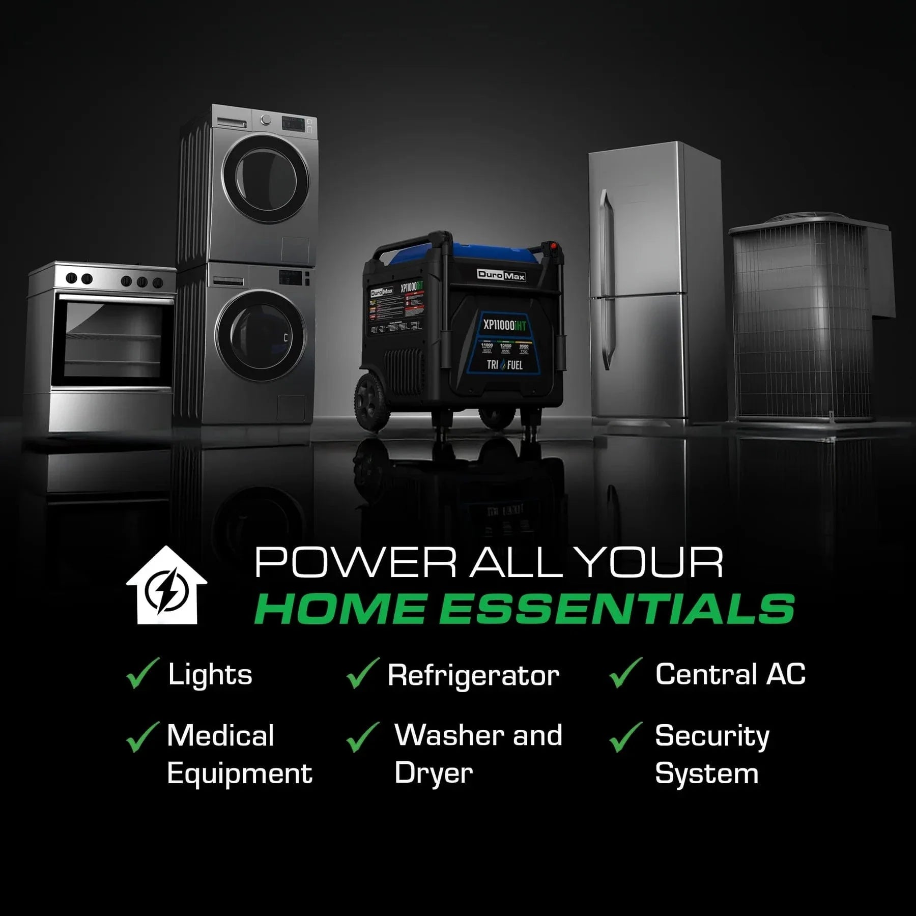 DuroMax XP11000iHT 11,000 Watt Tri Fuel Inverter Generator