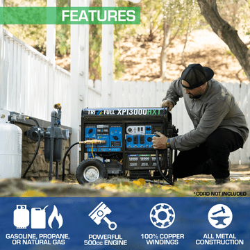 Duromax XP13000HXT 13,000 Watt Tri Fuel Generator w/ CO Alert