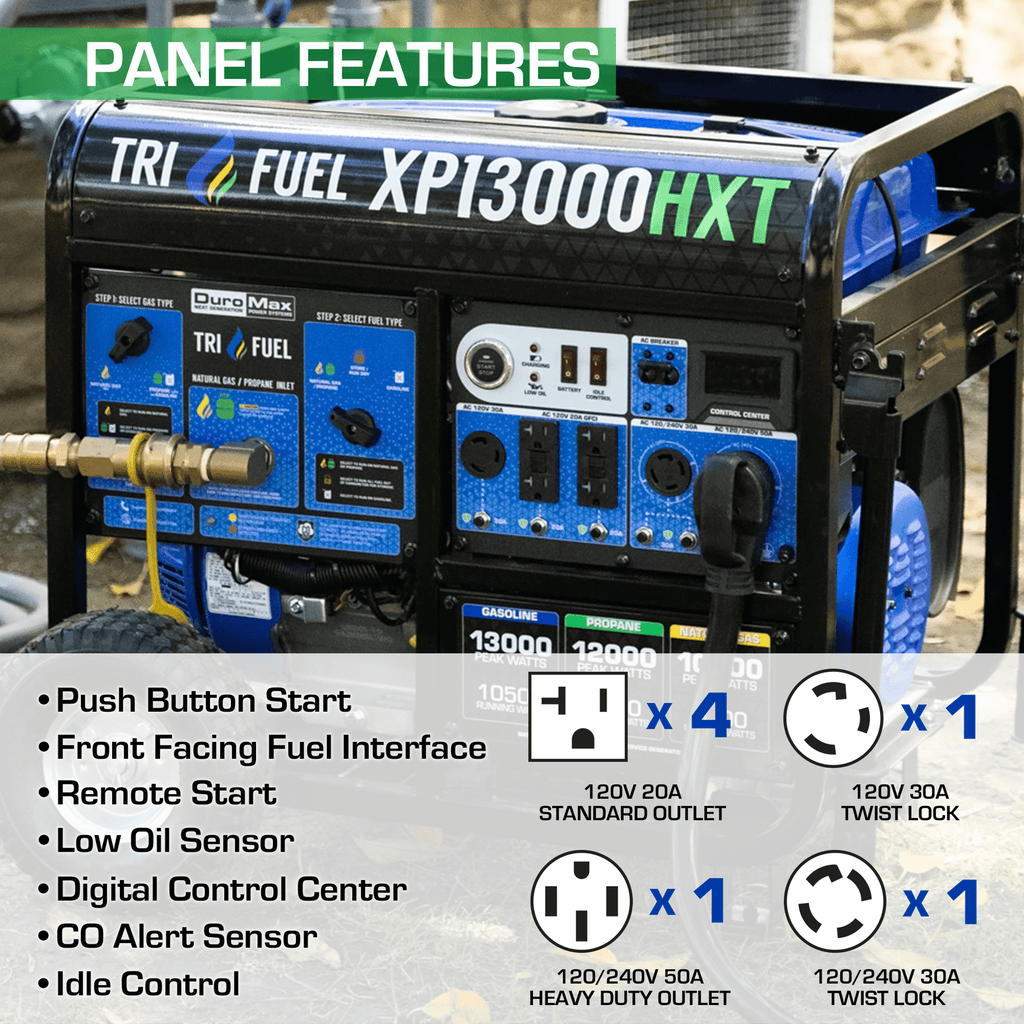 Duromax XP13000HXT 13,000 Watt Tri Fuel Generator w/ CO Alert