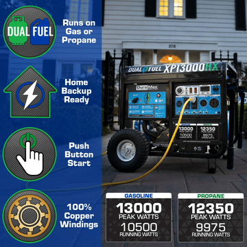 Duromax XP13000HX Watt Dual Fuel Portable Generator with CO Alert