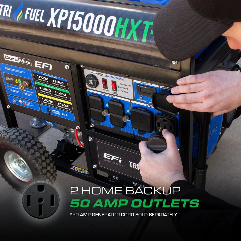 DuroMax XP15000HXT+ 15,000-Watt / 12,000-Watt EFI Tri-Fuel Portable Generator