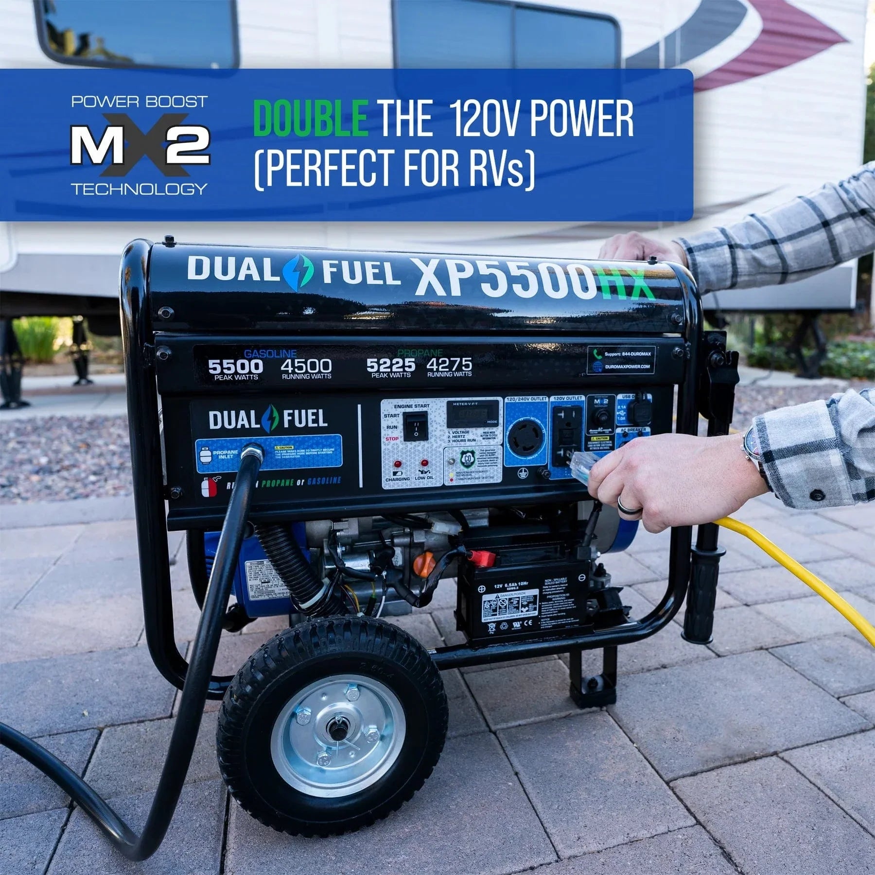 Duromax 5,500 Watt Dual Fuel Portable HX Generator w/ CO Alert