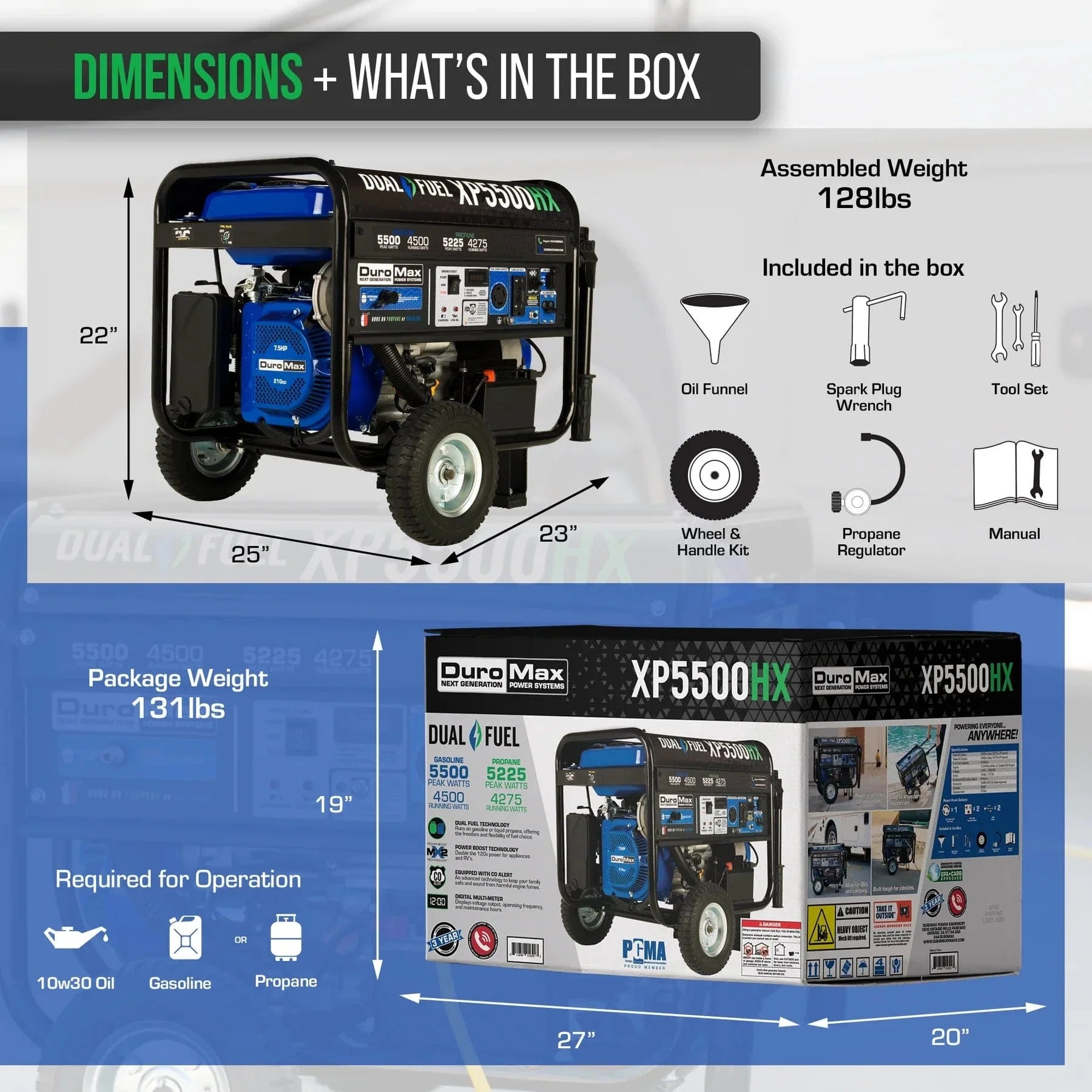Duromax 5,500 Watt Dual Fuel Portable HX Generator w/ CO Alert