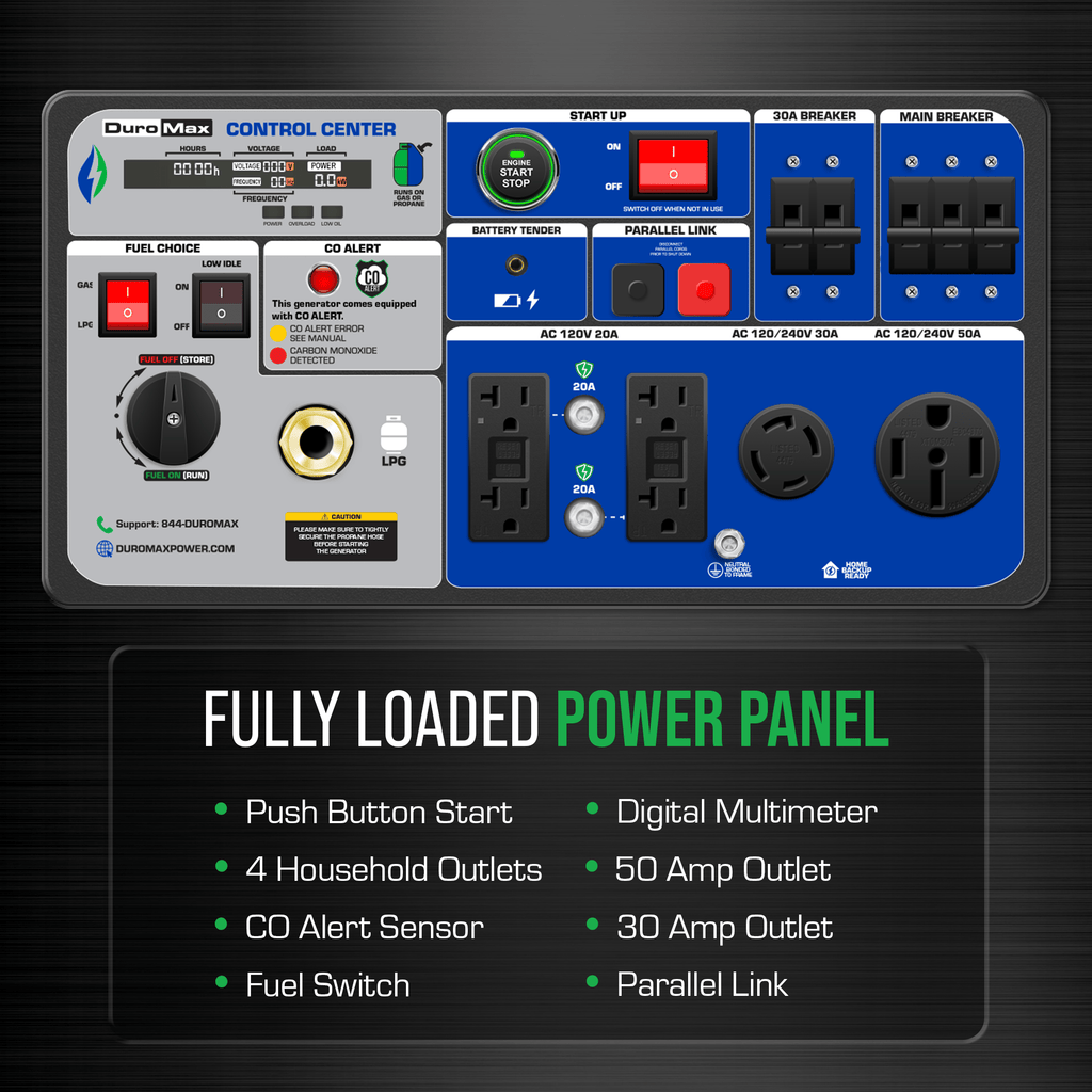 Duromax 9500 Watt  Dual Fuel Inverter Generator w/ CO Alert