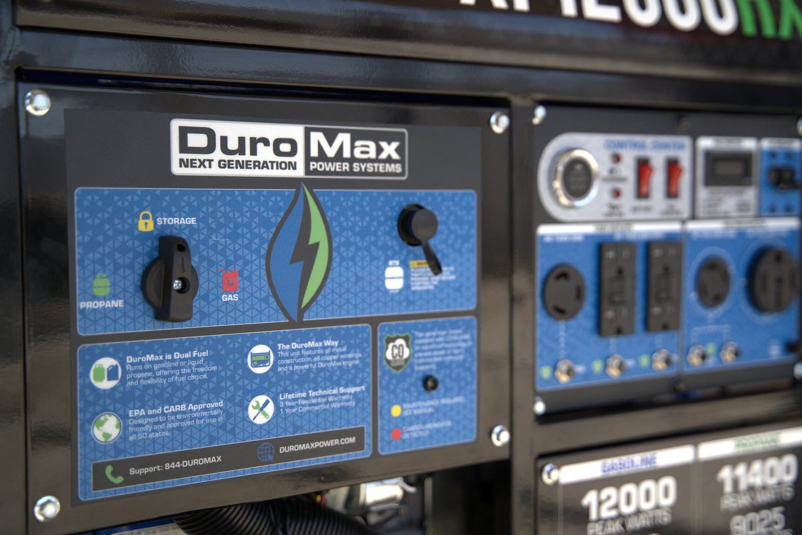 Duromax XP13000HX Watt Dual Fuel Portable Generator with CO Alert