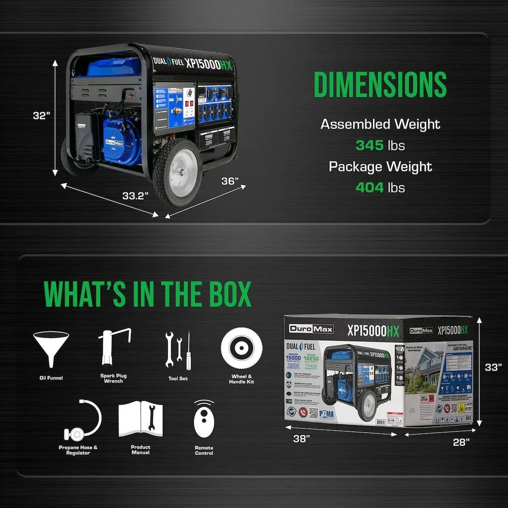 DuroMax XP15000HX – 15,000W Dual Fuel Generator