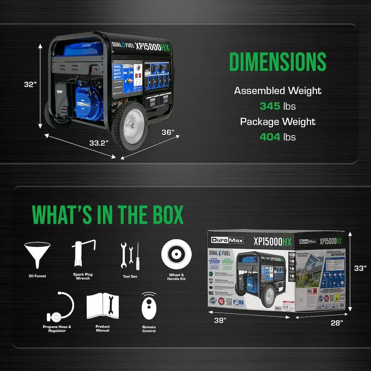 DuroMax XP15000HX – 15,000W Dual Fuel Generator