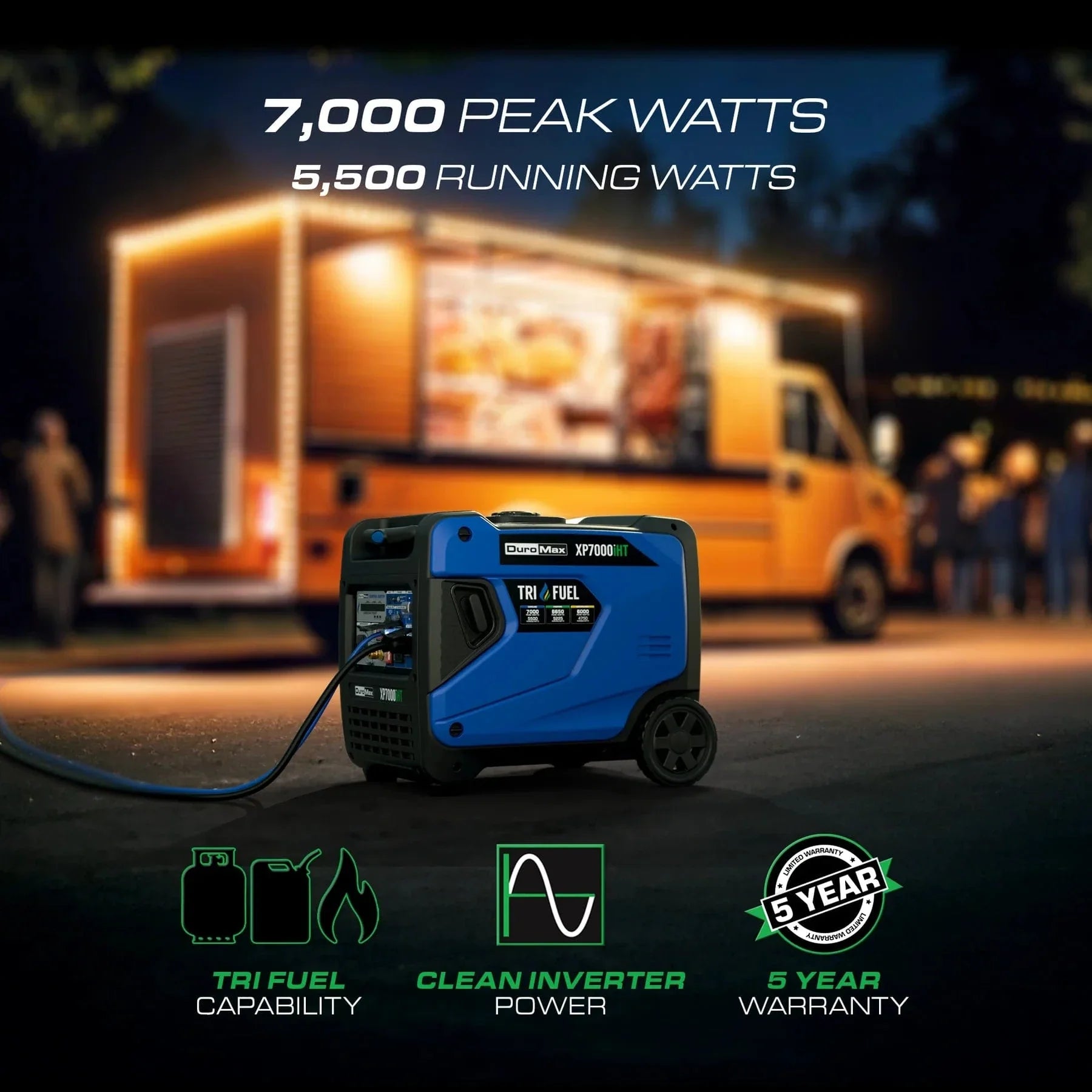 DuroMax XP7000iHT – 7,000W Tri Fuel Inverter Generator