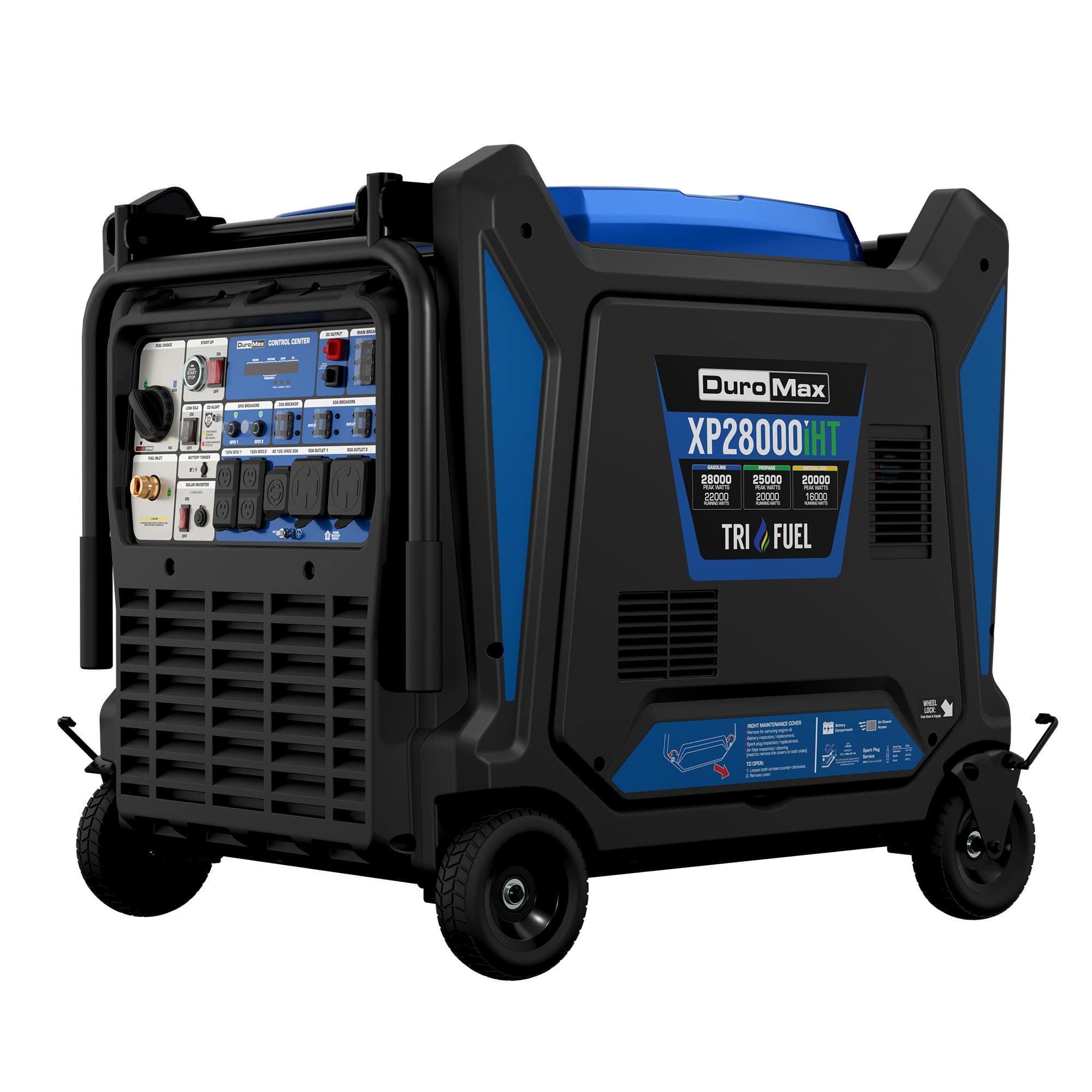 Duromax XP28000IHT Tri Fuel 28,000-Watt Portable Generator with CO Alert