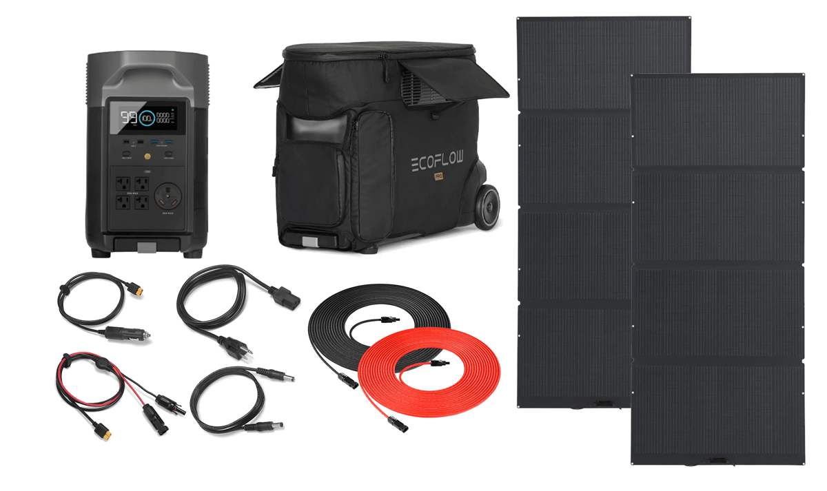 Ecoflow Delta Pro With Pro Bag and 400 Watt Solar Panel - Complete Solar Generator System